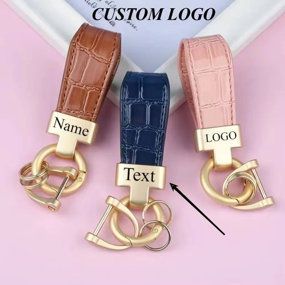 Leather Keychain for Men Women Personalized Custom Logo Name Laser Engrave Car Key Ring Mother's Day and Father's Day Gift