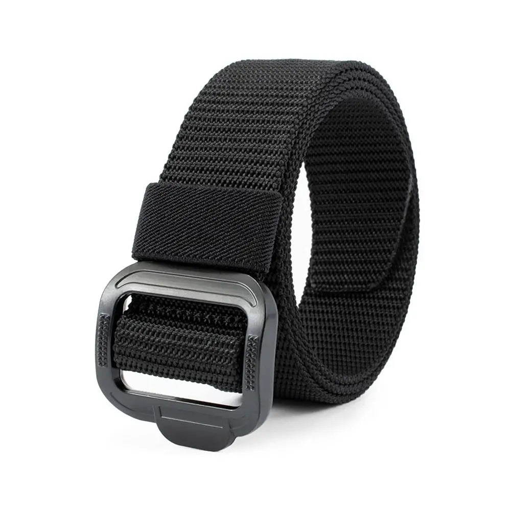 Nylon Unisex Free Size 3.8cm Wide Nylon Belt Tactical Belt Men's Belt Alloy Button Waistband Outdoor Belt