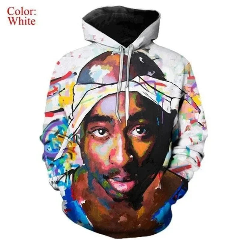 Men's Hoodies Rapper Rock Singer Tupac 3d Print Sweatshirts Women Hooded Oversized Hoodie Harajuku Pullover Sweatshirts Coats