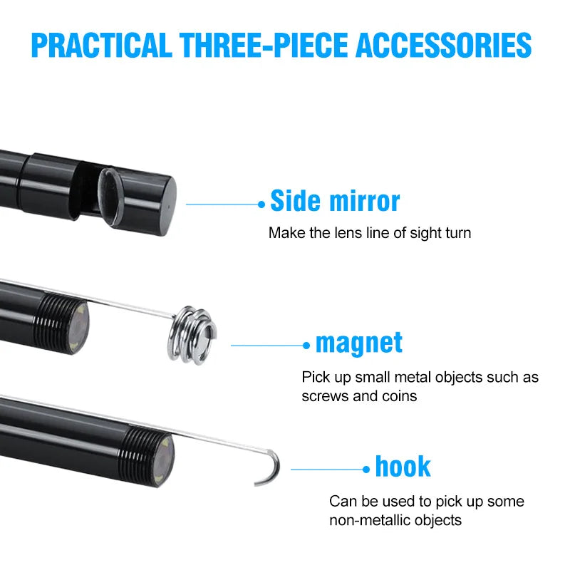 5.5MM & 7mm Android Endoscope Camera 3 IN1 Micro USB Type C Borescope Mini Camera Waterproof LED Car Inspection For Android PC