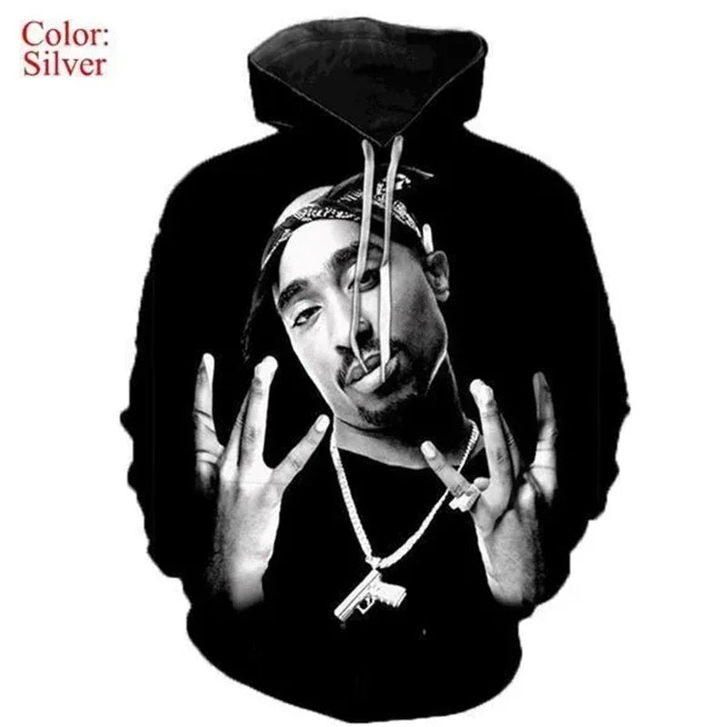 Men's Hoodies Rapper Rock Singer Tupac 3d Print Sweatshirts Women Hooded Oversized Hoodie Harajuku Pullover Sweatshirts Coats