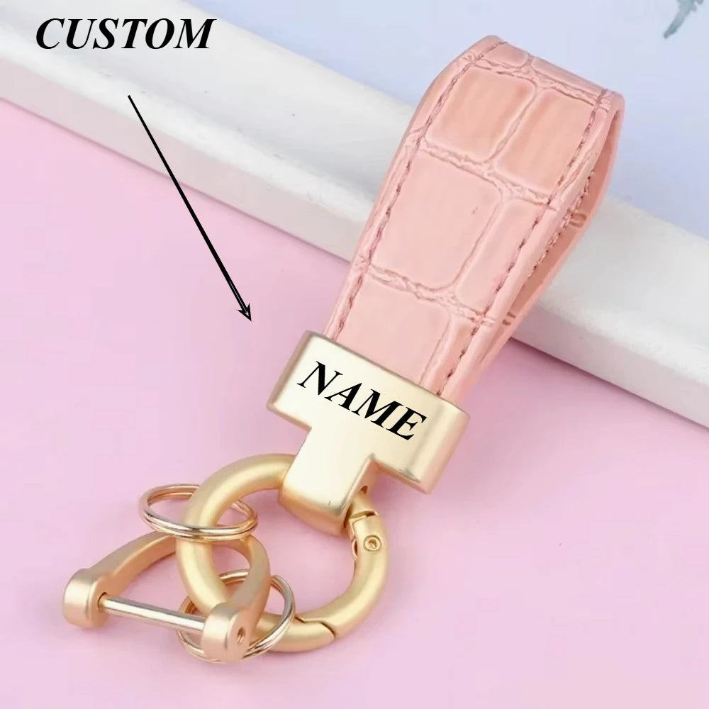 Leather Keychain for Men Women Personalized Custom Logo Name Laser Engrave Car Key Ring Mother's Day and Father's Day Gift