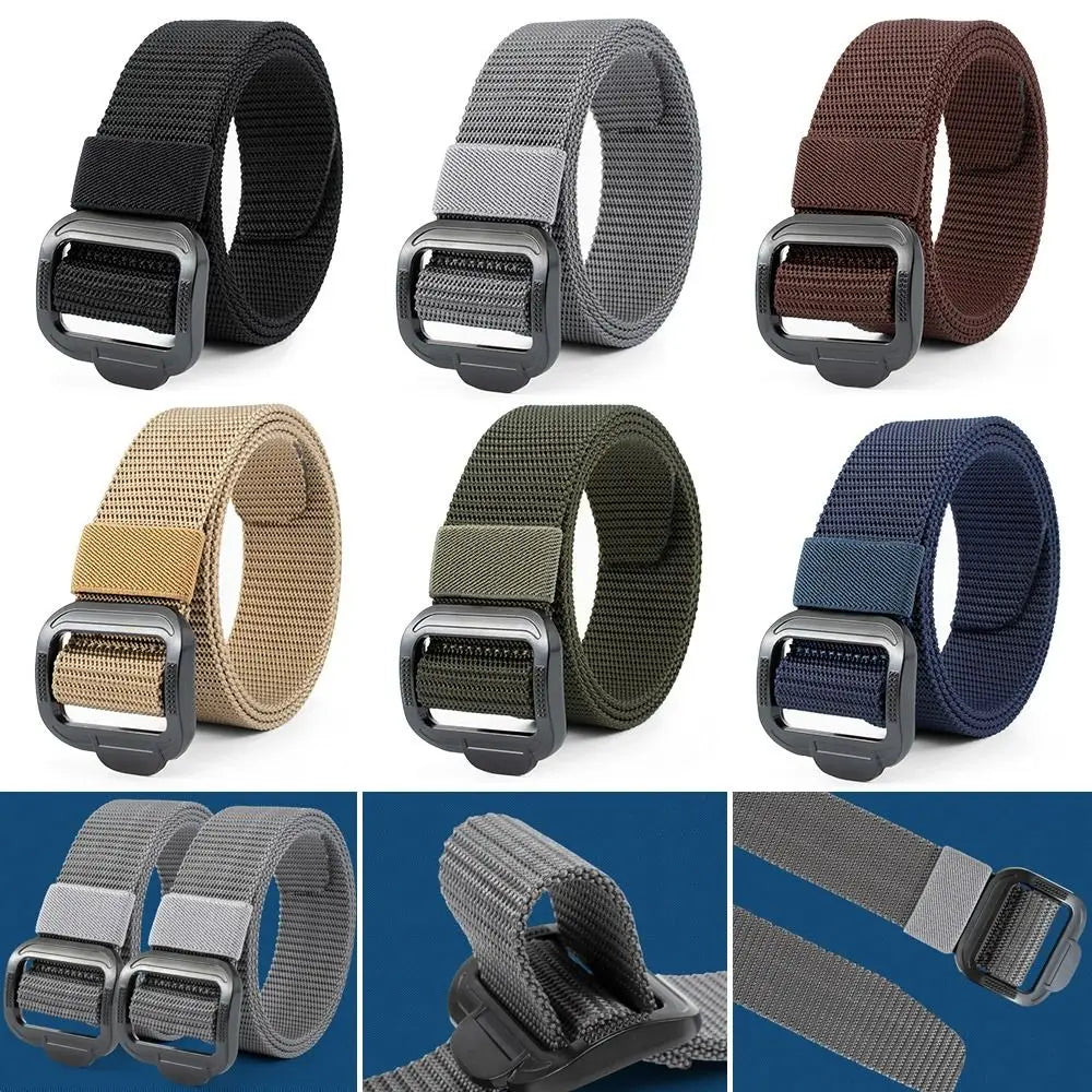 Nylon Unisex Free Size 3.8cm Wide Nylon Belt Tactical Belt Men's Belt Alloy Button Waistband Outdoor Belt