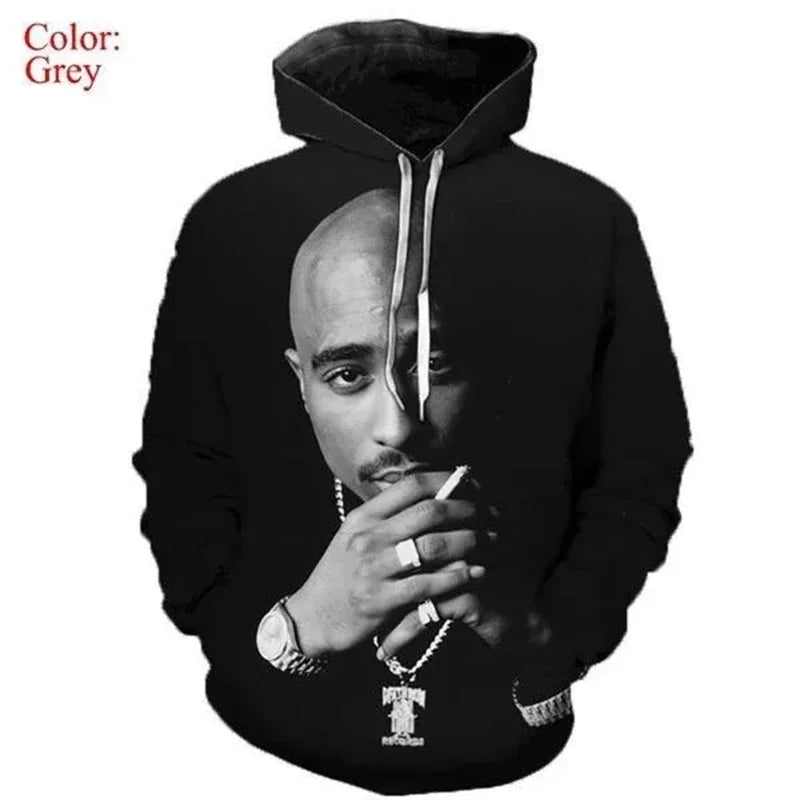 Men's Hoodies Rapper Rock Singer Tupac 3d Print Sweatshirts Women Hooded Oversized Hoodie Harajuku Pullover Sweatshirts Coats