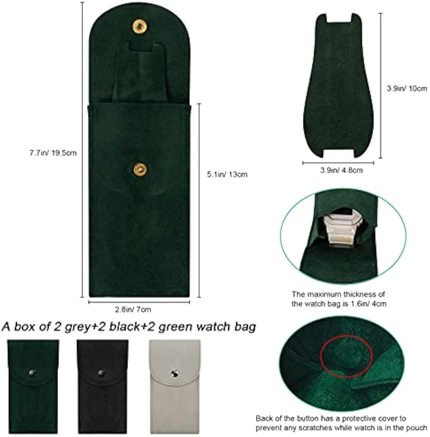 Watch Pouch, Portable Flannelette Watch Storage Bag Watch Travel Pouch Watch Storage Pouch for Men and Women