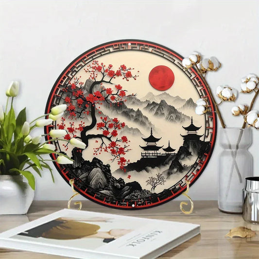 "Elegant 8x8"" Cherry Blossom Aluminum Sign - Perfect Gift for Father's Day, Stylish Faux Laser Cut Home Decor"