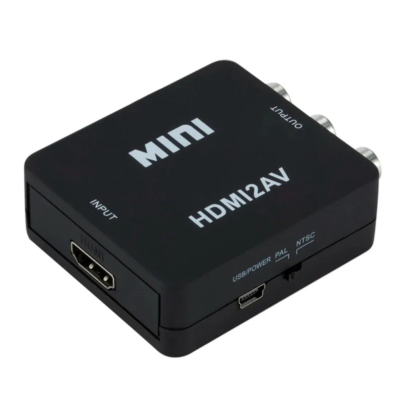 Grwibeou HDMI TO AV Scaler Converter Box HD Video Composite Adapter HDMI to RCA AV/CVSB L/R Video 1080P Mini HDMI  to AV Adapter
